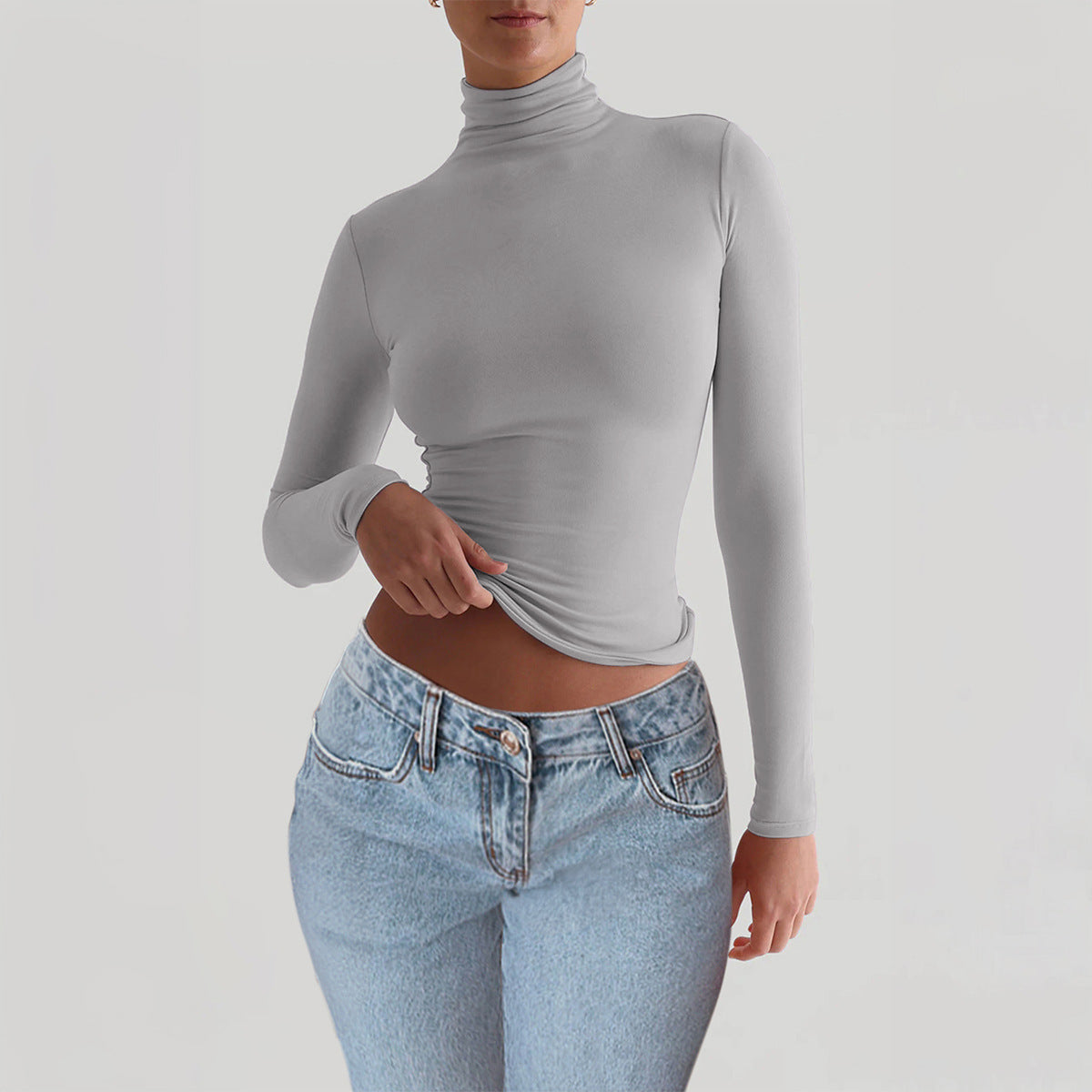 Slim Turtleneck Long Sleeve Top