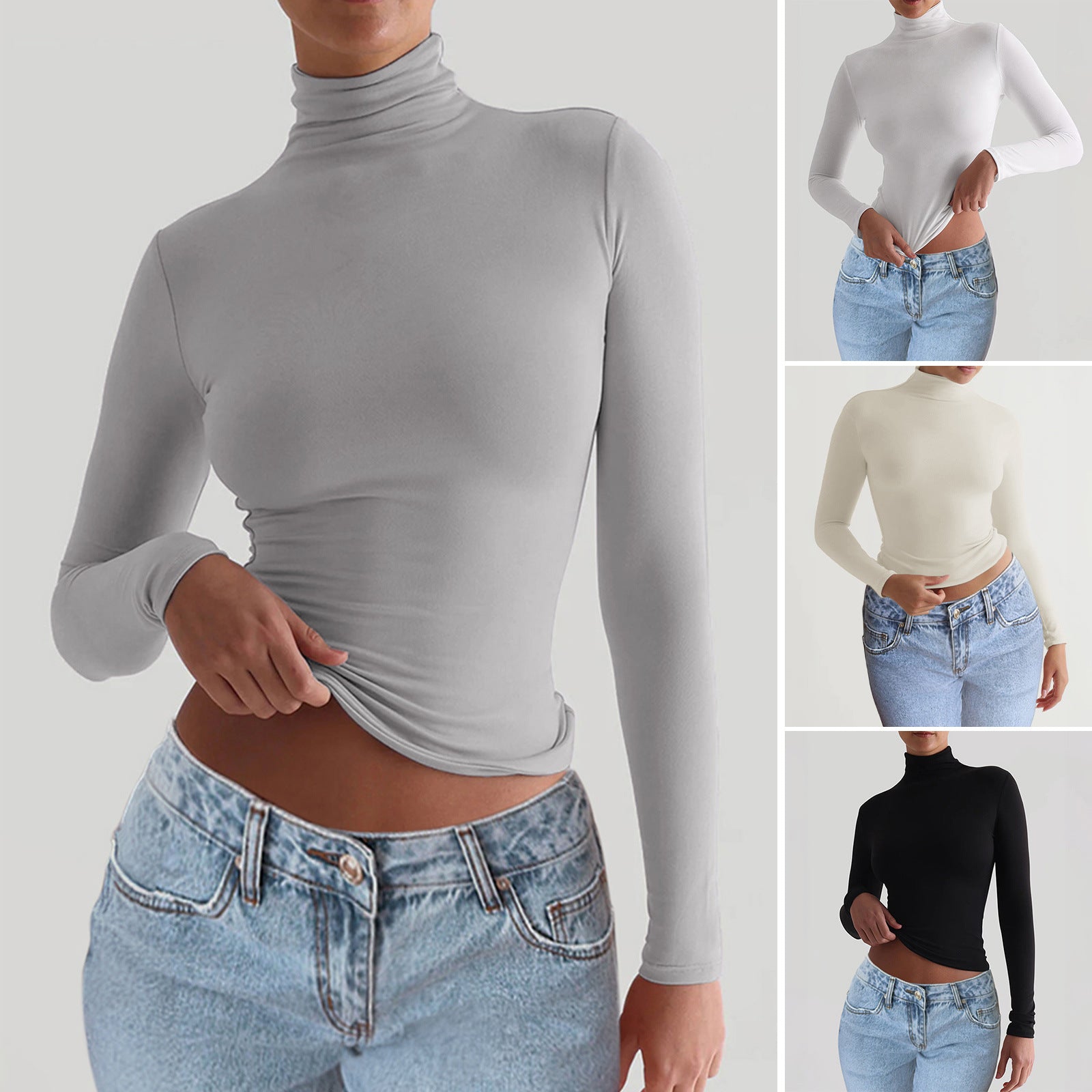 Slim Turtleneck Long Sleeve Top