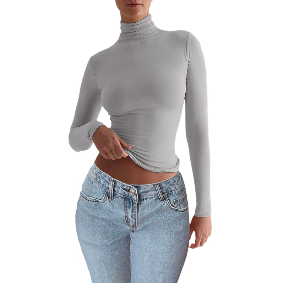 Slim Turtleneck Long Sleeve Top