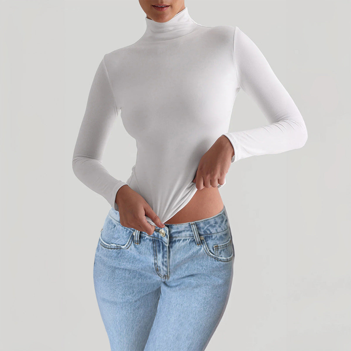 Slim Turtleneck Long Sleeve Top
