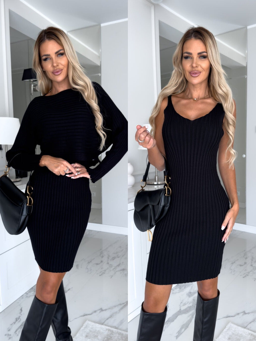 Women Slim Fit Ribbed Knit Dress