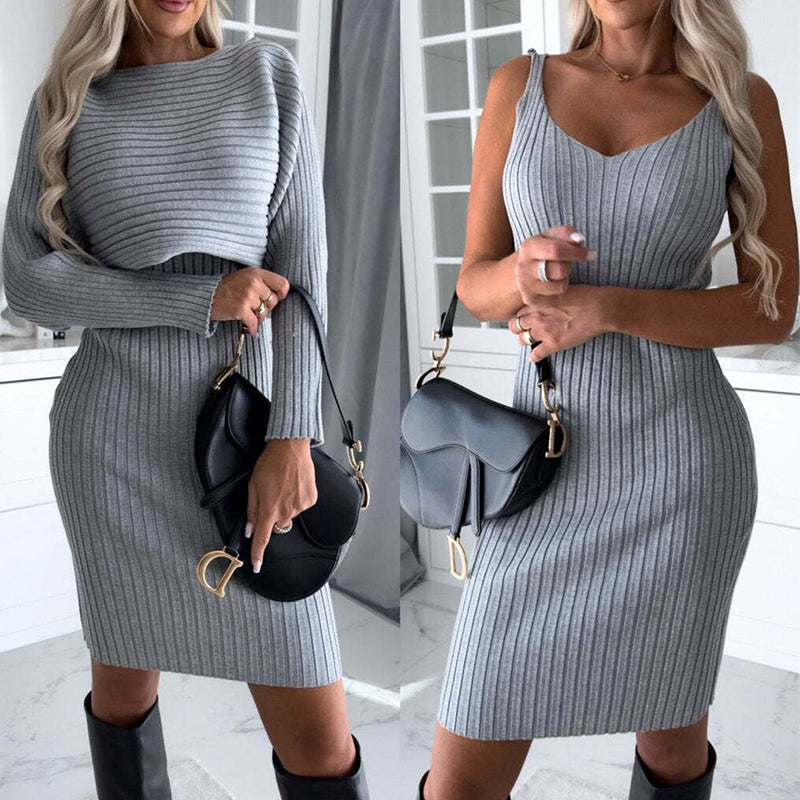 Women Slim Fit Ribbed Knit Dress